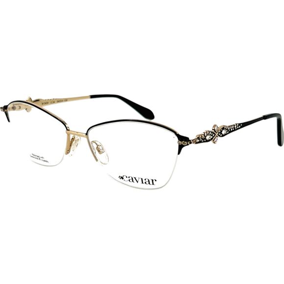 Caviar M5659 Womens Eyeglass Frame C24 Black w Clear Crystals